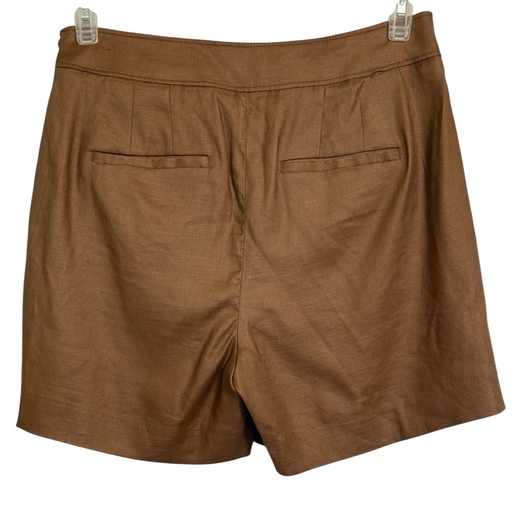 WHITE HOUSE BLACK MARKET Brown Linen Blend Wrap Skort Tortoise D-Ring Belted  S - Picture 6 of 8